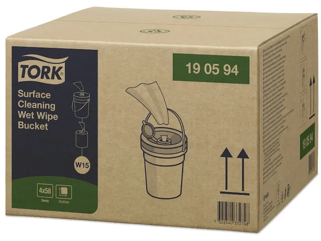 Oppervlakte Reinigingsdoekjes 1-laags wit 16m/27cm 4 Emmers à 58vel