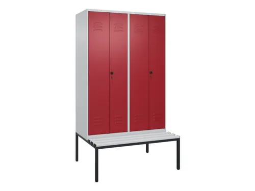 PBM-locker met bank,HxBxD 2120x1200x815mm,4vak,vak B 300mm