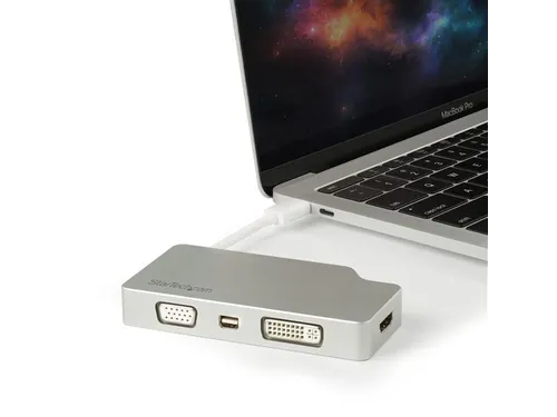 Aluminium A/v Reisadapter 4-in-1 Usb-c Naar Vga, Dvi, Hdmi Of Mdp 4k