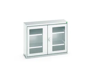 vitrinekast 800x1050x350mm 2xStalen bodem romp RAL7035 front RAL7035 - 1