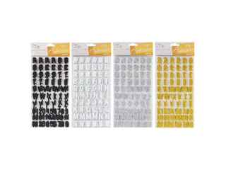 Stickers Alfabet glitter zwart wit zilver 3 assorti - 2