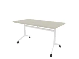 klaptafel,HxBxD 750x1400x700mm,hoekig,T-voet wit,ovale buis,blad beton