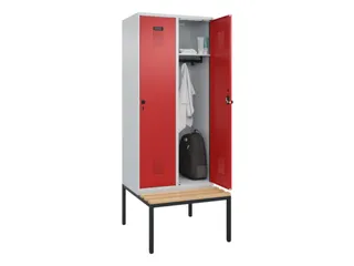 locker met bank,HxBxD 2120x800x815mm,2vak,vak B 400mm,draaigrendel - 1