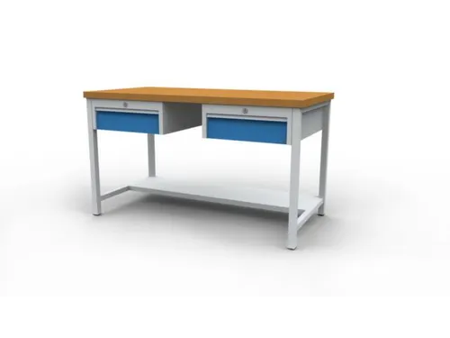 werkbank,HxBxD 860x1500x750mm,onderstel RAL5010,fronten RAL3020