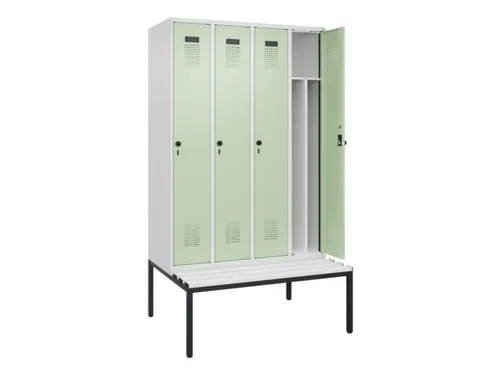 locker met bank,voor scheiding van kleding,HxBxD 2120x1200x815mm,4vak