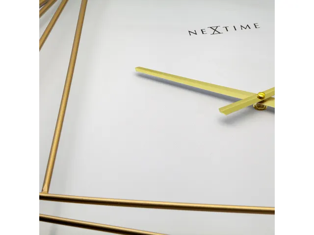 Wandklok Nextime groot 85x85cm metaal goud/wit Turning Time