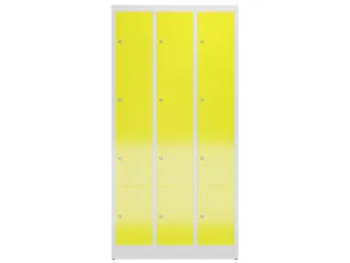 Lockerkast 1800x870x500mm 3x4 vakken cilinderslot, sokkel, RAL1018 - 2