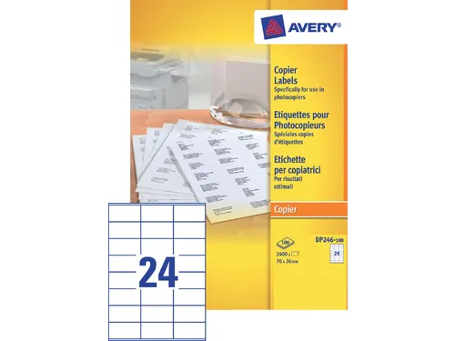 Etiket Avery DP246-100 70x36mm wit 2400stuks