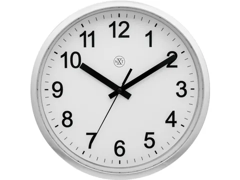 wandklok NXT diam. 25,5 kunststof zilver, witte wijzerplaat