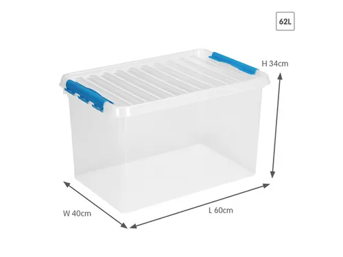 Q-line opbergbox 62L transparant blauw - 60x40x34cm