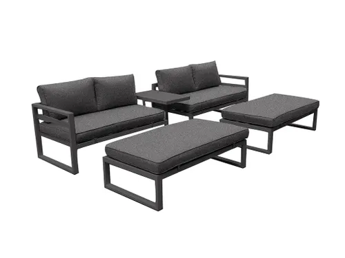 Loungeset aluminium Zwart/Antraciet 8-zits tuinset met bijzettafel