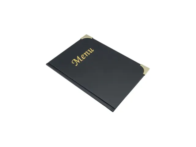 Menukaart Securit A5 4 tas zwart lederlook