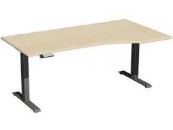 In hoogte verstelbaar bureau in vrije vorm,HxBxD 730-1230x1800x1000mm