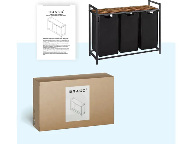 Wasmand 3 vakken Zwart LB300