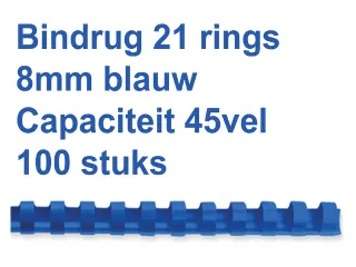 Bindrug Fellowes 8mm 21-rings A4 blauw 100stuks - 1