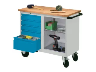 Werkplaatswagen 5 Laden 400kg Staalplaat Ral7035 Front Ral5012 - 2