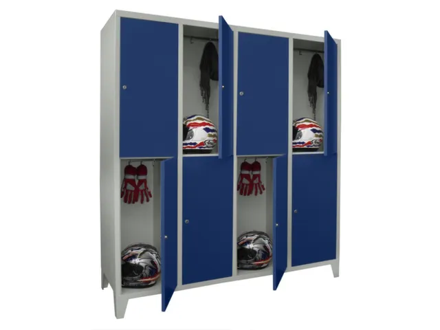 lockerkast,HxBxD 1850x1600x500mm,4x2vakken,RAL7035,front RAL5010