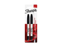 Viltstift Sharpie twin tip rond 0.5mm en 0.9mm zwart blister à 2 stuk