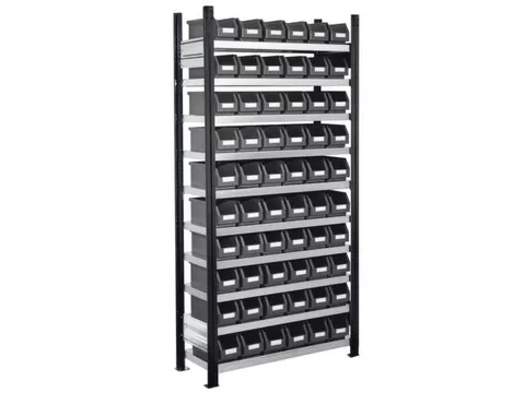 Bakkenstelling 2000x1000x300mm 60bakken PE grijs vakl. 125kg eenzijdig