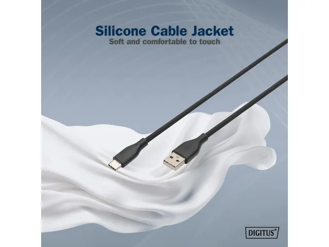 USB-C siliconen oplaadkabel USB-A USB-C 1m USB 2.0 60W zwart