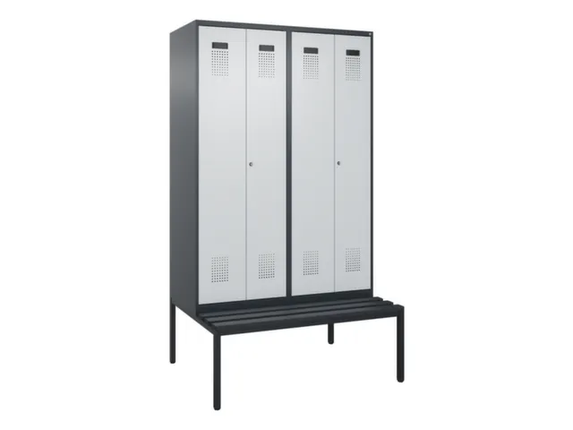 locker met bank,voor scheiding van kleding,HxBxD 2120x1200x815mm,4vak