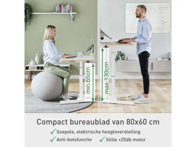 Zit-Sta bureau 80x60cm Leitz Ergo elektrisch klein