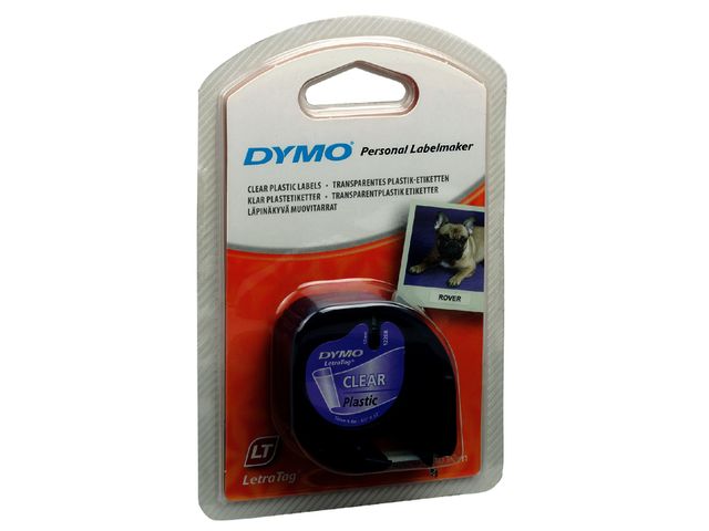 Ruban d'étiquettes en plastique Dymo LT (91201) 12mm x 4m Noir sur Blanc  pour étiqueteuse
