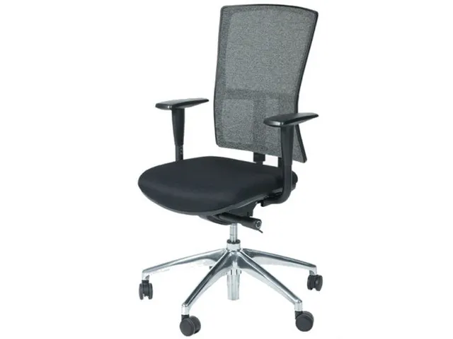 Bureaustoel 300 NEN-EN 1335 Grijze Wol/mesh rug, Alu voetkruis