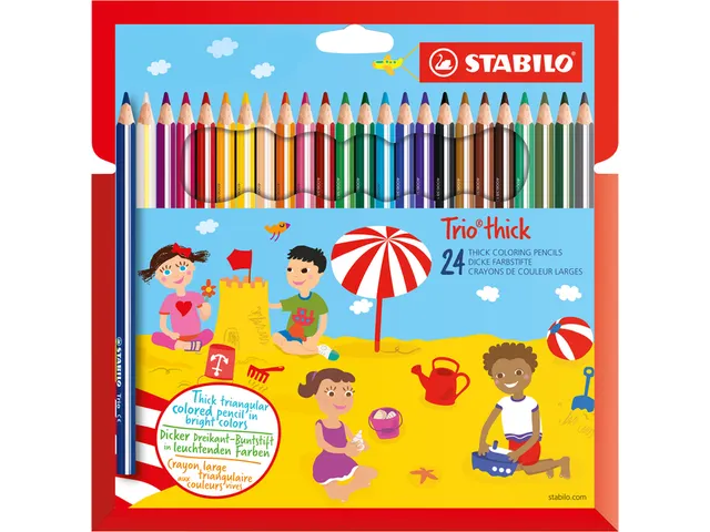 Crayon de couleur STABILO 203 Trio thick assorti blister 24 pièces