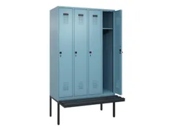 locker met bank,HxBxD 2120x1200x815mm,4vak,vak B 300mm,draaigrendel