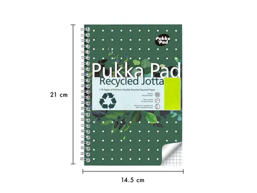 Notitieboek Pukka Jotta A5 ruit 5x5 55vel/110pagina's 80 gram groen