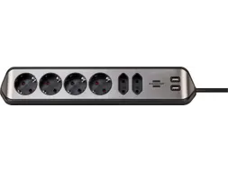 Stekkerdoos Brennenstuhl bureau Estilo 6 voudig inclusief 2 USB 2 m