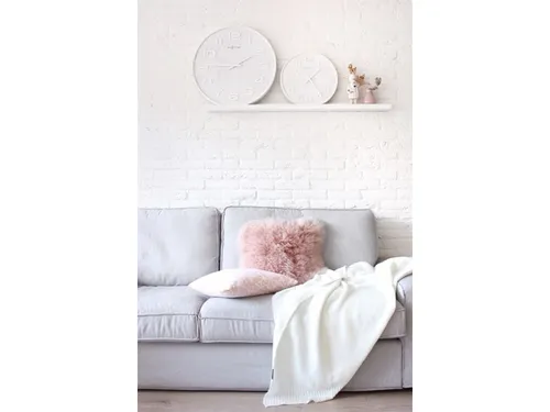 Wandklok Nextime dia. 53 x 3 cm, hout, wit, 'Wood Wood Big'