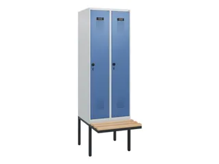 locker met bank,HxBxD 1950x600x815mm,2vak,vak B 300mm,draaigrendel - 2