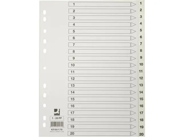 Tabbladen PP Set 1-20 Met Indexblad A4 11-Gaats Wit Personaliseerbaar