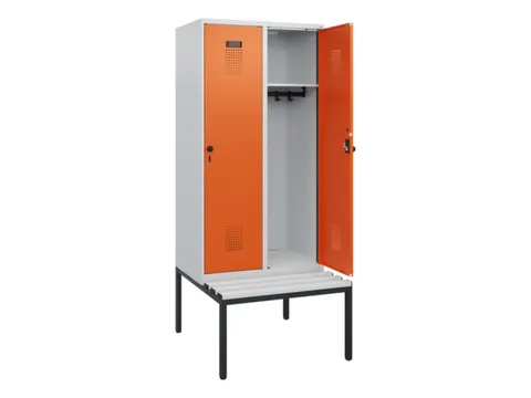 locker met bank,HxBxD 1950x800x815mm,2vak,vak B 400mm,draaigrendel