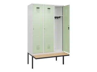 locker met bank,HxBxD 2120x1200x815mm,3vak,vak B 400mm,cilinderslot - 1