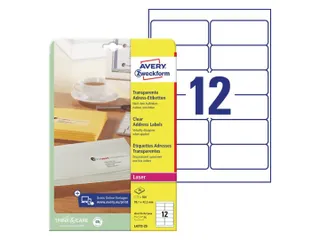 Etiket Avery Zweckform 99.1x42.3 mm transparant mat 300 stuks - 1