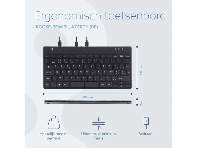 Split Break V2 ergonomisch toetsenbord Azerty BE Zwart bedraad