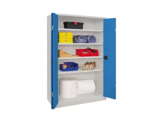 Ruime Vouwdeurkast 1950x1200x400mm 4legborden Ral7035 Front Ral5012 - 1