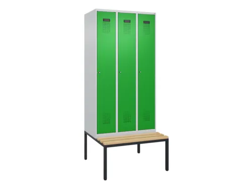 locker met bank,voor scheiding van kleding,HxBxD 2120x900x815mm,3vak