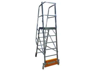 verrijdbare treden-platformladder,eenzijdig,7trede(n),stand H 1,65m - 2