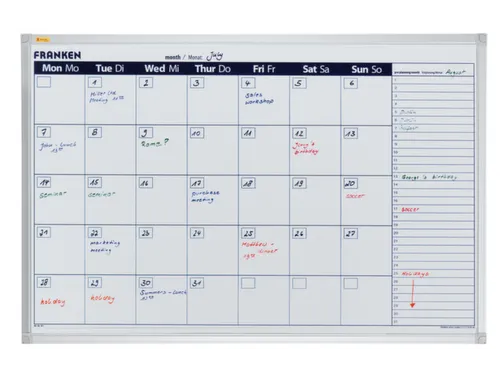 maandplanners,HxB 600x900mm,gelakt,magnetisch,bord wit,maand/planning