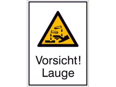 Panneau d'avertissement combiné p. int./ext. Attention ! Alcalin PVC