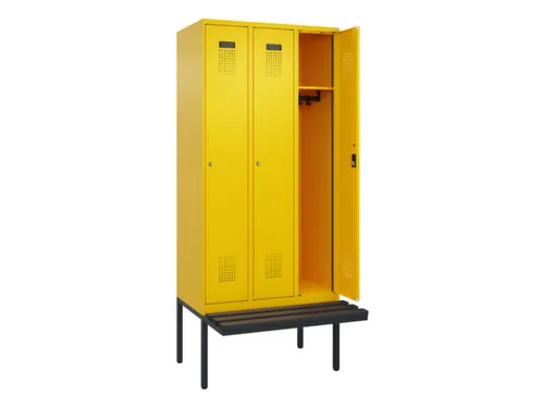 locker met bank,HxBxD 2120x900x815mm,3vak,vak B 300mm,cilinderslot