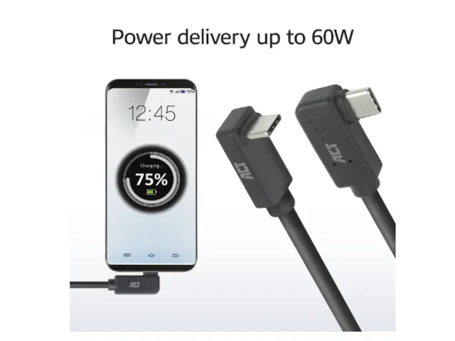 Kabel ACT USB-C hoek links/rechts USB-C hoek boven/beneden 10Gbps 2m