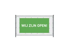 Hekwerkbanner 200x100 cm Groen met Print Wij zijn open