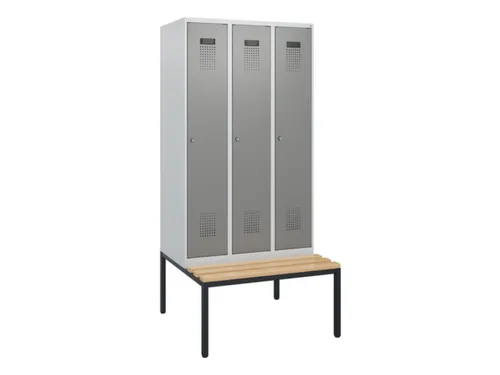 locker met bank,HxBxD 1950x900x815mm,3vak,vak B 300mm,cilinderslot