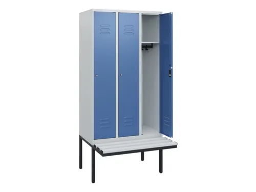 locker met bank,HxBxD 1950x900x815mm,3vak,vak B 300mm,cil.-slot