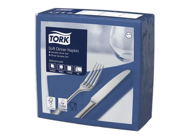 Serviette Soft dinner 3 épaisseurs 39x39cm pli 1/4 bleu foncé